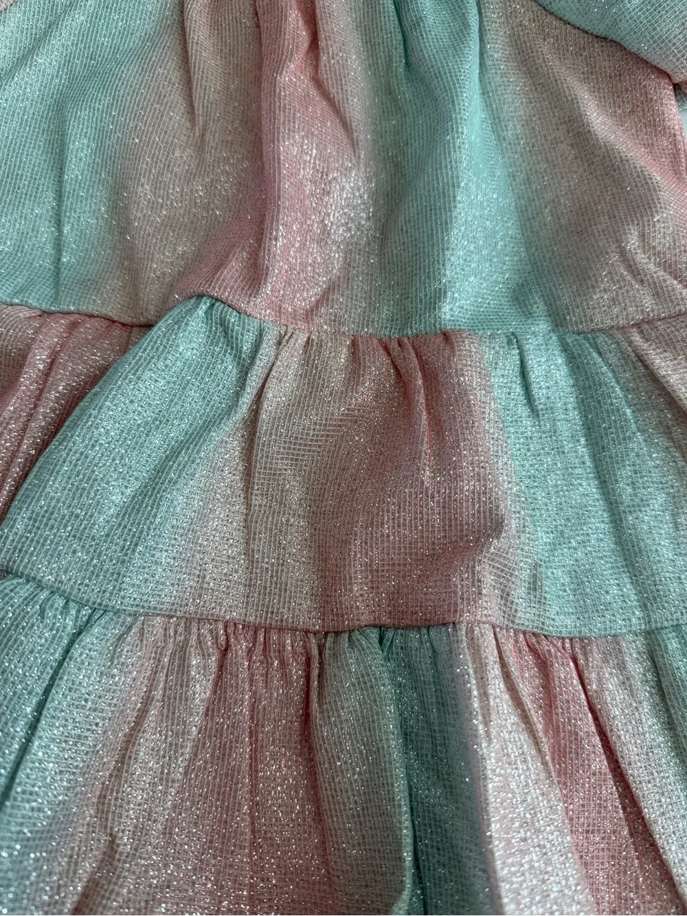 Isabella & Chloe Girls Shimmery Pink & Blue Tiered Party Dress